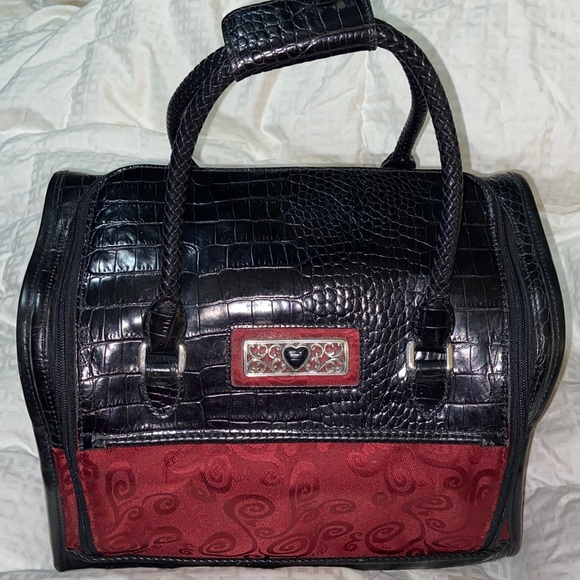 Vintage BRIGHTON Large Cosmetic travel Case croc embossed - Picture 6 of 15